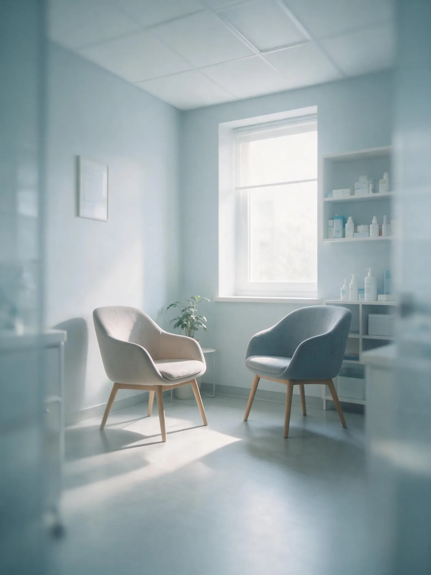 A calm, welcoming dermatology consulting room at the Indiranagar clinic