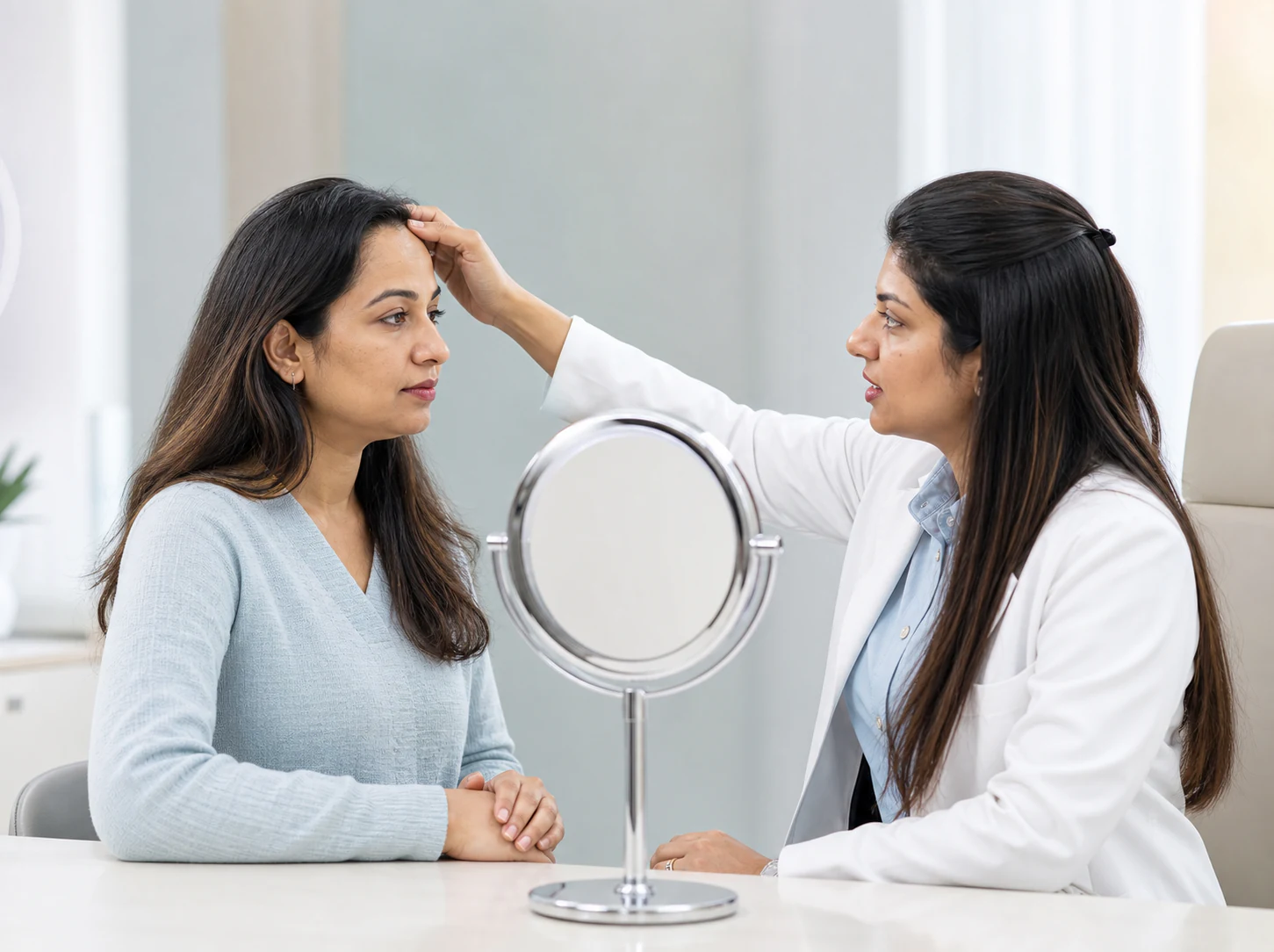 Dr. Sanjana discussing a personalised laser treatment plan with a patient